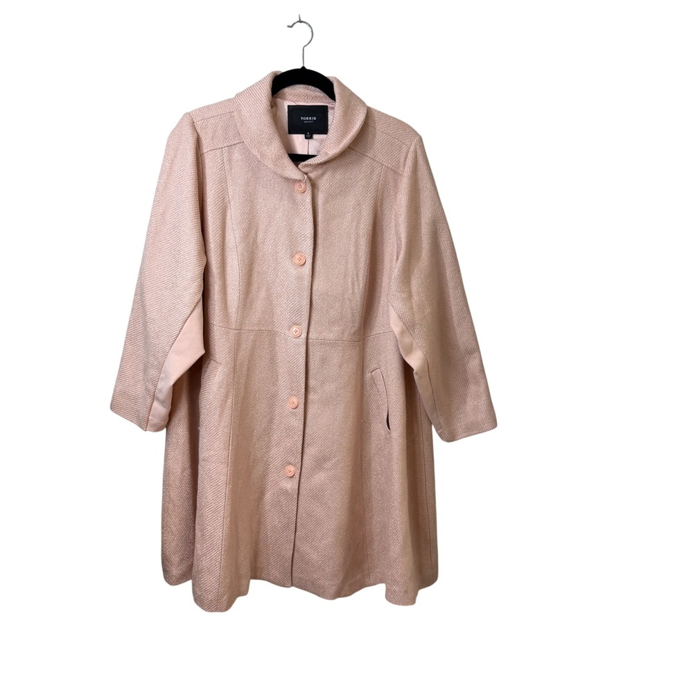 Torrid First At Fit Pastel Pink Textured Button Swing Coat Womens Plus Sz 5 (5X)